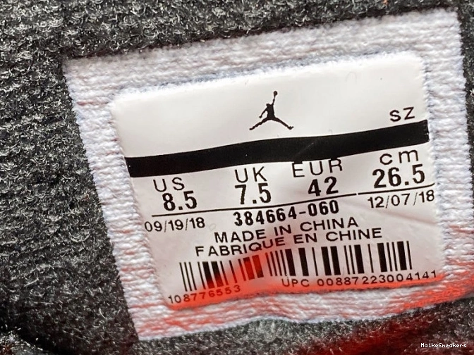 MaikeSneakers OG Infrared Air 6 Jordan Black 384664-060 Retro 0730